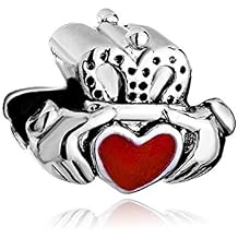 LovelyJewelry Claddagh Friendship and Heart Red Love Irish Charms Beads for Bracelet