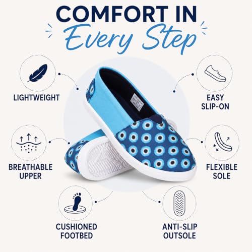 Image of TRASE Women Lightweight Slip-on Bellies | Comfortable Fabric Flats for Everyday Walking | Soft Insole | Flexible Anti-Skid Sole | Casual Printed Shoes