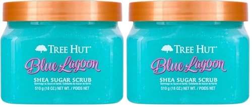 Image of Tree Hut Blue Lagoon Shea Sugar Scrub,Exfoliating,Hydrating & Moisturizing Body Scrub with Shea Butter & Nourishing Essential Oils,Smooth-& Soften Skin,18 oz,(Pack of 2)