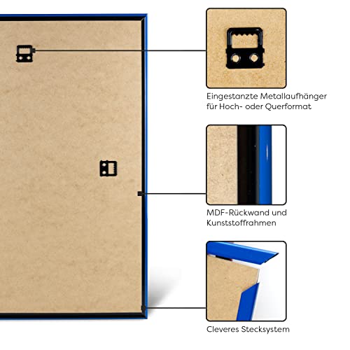 Cadre photo bleu RahmenMax Texas 75x77 cm en plastique avec verre acrylique