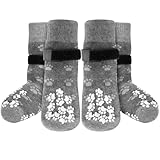 Runpaws Anti-Slip Dog Socks Prevent Licking Paws,Dog Socks with Grippers for Senior Dogs Walk on Hardwood Floor,Dog Grippers with Strong Traction,Dog Essentials,Grey 2 Pairs,M