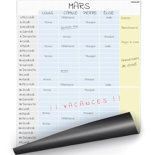 PACKLIST Family Monthly Fridge Magnetic Calendar. 11.7 x 16.5 inch Design Magnetic Monthly Planner for Great Family Planning Tasks and Daily Activities Organized Family!