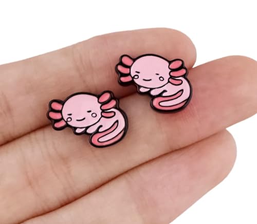 Axolotl Pink Mexican Salamander Amphibian Stud Earrings Ear Rings Cute Kawaii Cosplay2