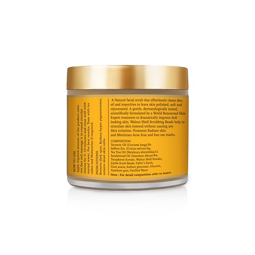Image of Kesar Chandan Face Scrub with Saffron, Sandalwood & Walnut | Helps with Tan Removal & Dead Skin | Contains Skin Brightening & Polishing Properties - (110 gms)