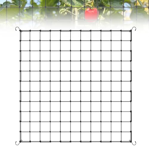 Sprifityy Wachsen Zelt Scrog Netz 120 x 120cm Grow Netz mit 4 Haken für Pflanzen Gemüse Obst Elastisches Spalier Netz Passend für Garten Balkone Hof
