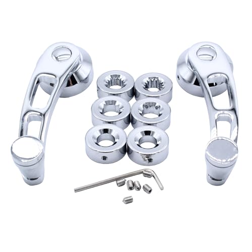 Image of 1 Pair Left & Right Window Crank Handle Kit Chrome Billet Aluminum 4 1 /4 inch Window Handles Fits for Hot Rod Chevy Ford Chrysler