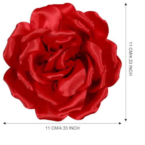 4334 red rose hair clip large flower brooches for women  charming flowers pins for clothes  turn heads with stylish rose hair clip flower brooch pin for clothes amp clips for woman
