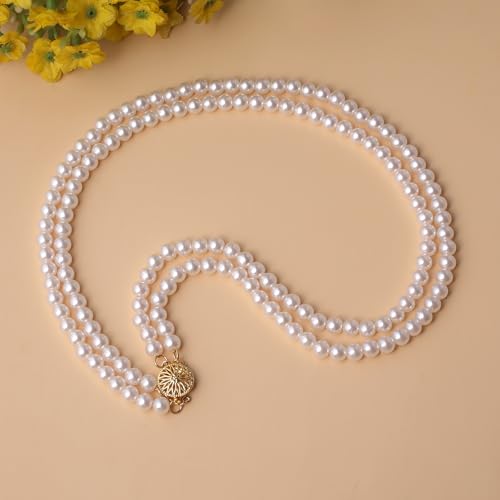 Layered Pearl Necklace for Women Pearl Choker Chain Necklaces4