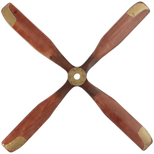 Deco 79 Wood Airplane Prop W, 44" H, 44" x 44", Dark Brown/Gold