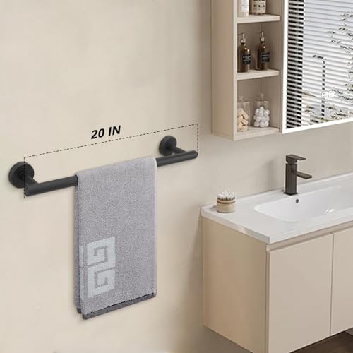 NearMoon Bath Towel Bar, Thicken Stainless Steel Shower Towel Rack Holder Wall Mounted for Bathroom, 20-lnch Overall Length-17-lnch Usable Hanging Space (2 Pack, Matte Black) by NearMoon - Image 6