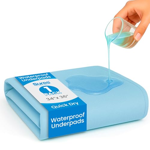 Vive Bed Pads for Incontinence Washable, Bed Wetting Protection for Adults & Elderly - Waterproof Reusable Underpads for Women, Men, Kids, Pets