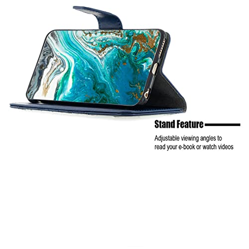 jioeuinly Case Compatible for Vortex Zg65 Pro Phone Case Cover Flip Stand Cover Stitching Style Wallet Case Blue