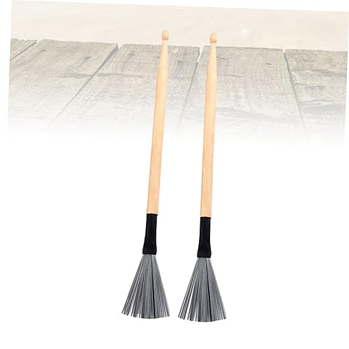 2 piezas de baquetas de madera y cepillos de alambre para música jazz, para principiantes y profesionales, almacenamiento conveniente, accesorios para batería duraderos y cómodos miniatura 6