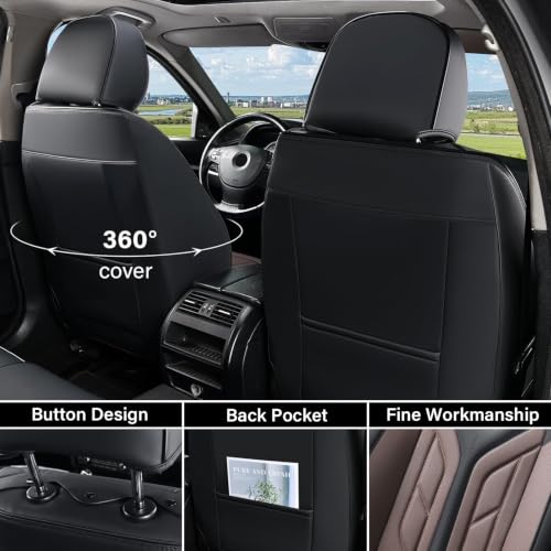 Image of Coverado Seat Covers, Car Seat Covers Front Seats, Leather Seat Covers for Cars, Automotive Seat Covers Car Seat Protector Car Seat Cushion Universal Fit for Most Sedan SUV Pick-up Truck(Black&Coffee)