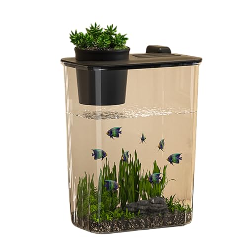 simerlook 水槽 金魚 アクアリウム ベタ メダカ 小型水槽 LED アクリル 透明 飼育セット 飾り ミニ エアポンプ付き 熱帯魚 観葉植物 飼育 大容量 インテリア 容器 ボウル 水培 卓上用 おしゃれ 初心者向け 魚と植物のための理想的環境