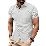 Men Short Sleeve Mens Fashion T-Shirt Mens Button Placket Shirt Mens Solid Color T-Shirt Mens Casual T-Shirt Mens Striped T-Shirt B-White S