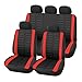 Price comparison product image JSCARLIFE Full Set Car Seat Covers, Front & Rear Complete with Headrest Covers, Universal Size Seat Cover Protectors Set for Auto Truck Van SUV (Red)