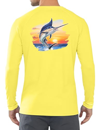 Image of Men's Rash Guard Long Sleeve, UPF 50+ UV Protection Sun Shirt, Quick Dry Lightweight T-Shirt for Fishing Swim Surf