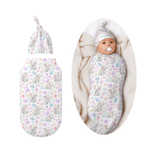 Elephant Swaddle Blankets Soft Receiving Blanket Baby Swaddle Wrap for Baby Girls Boys