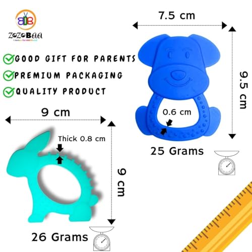 Image of Cute Shape Soft Silicone Teether for Baby Gums, Teething Toys for Babies, BPA Free, Pain-Relief Non-Toxic, 100% Food Grade, Soothing Easy to Grasp Chewable - Pineapple+Dog+Rabbit (Pack of 3)