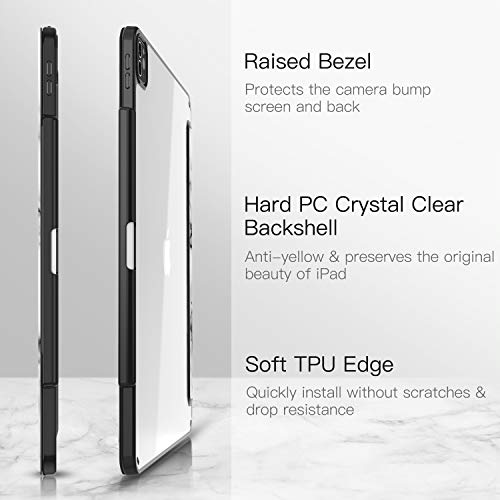 Casebot Slim Case For Ipad Pro 12.9" 4Th & 3Rd Generation 2020/2018 With Pencil Holder -Lightweight Clear Back Cover Soft Tpu Edge, Support Pencil 2Nd Gen Charging & Auto Wake/Sleep, Marble #TOP5