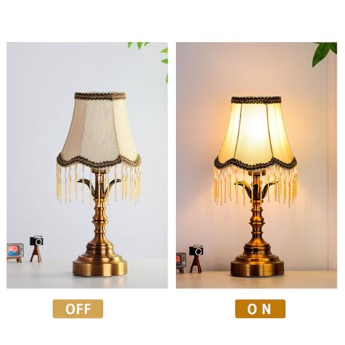 Small Mini Vintage Table Lamps Cordless,Entry Way Table Home Decor Wireless Tabletop Desk LED Light- 1 Bronze - Image 5