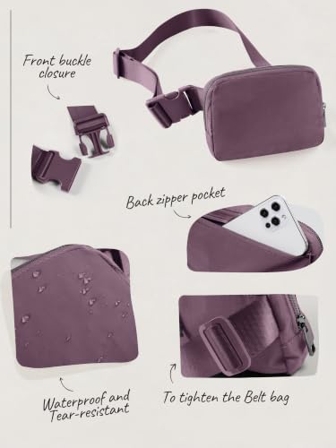 Image of ODODOS Unisex Mini Belt Bag with Adjustable Strap Small Fanny Pack for Workout Running Traveling Hiking, Plum