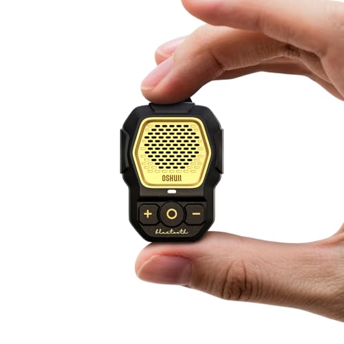 Image of MFish Wearable Bluetooth Speaker, Clip-On Mini Portable Speaker with Built-in Mic for Hands-Free Calls, IPX67 Water /Dust Resistant, Ultra-Lightweight, Playtime, 4X Strong Clip Gold
