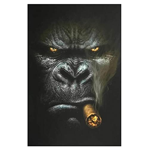 Singe Cigare fumer Portrait close up Peinture Affiches Et Gravures Drôles Animaux Photos Sur Mur Art Décoration 50x70cm Sans cadre Cover