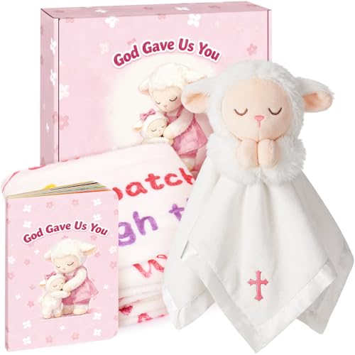 Baptism Gifts for Boy, Christening Gifts for Boys, Dedication Gift, Includes Bunny Stuffed Animal, First Rosary Beads, Prayer Book, Keepsake Blanket, Catholic Baptism Gift Basket