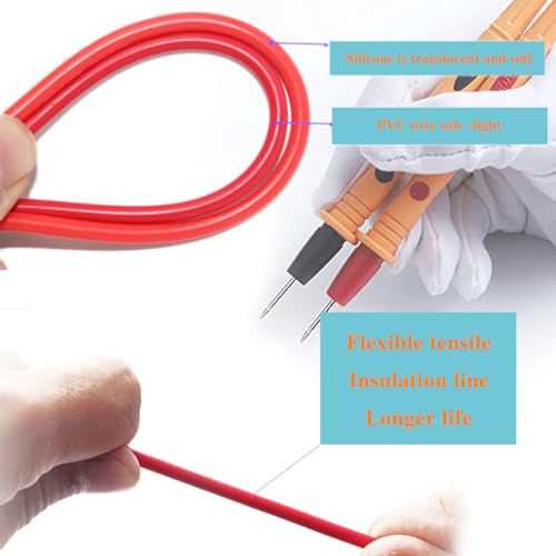 Image of Multimeter Leads, Alligator Clips with Wires Insulated, 4 Pcs Yellow & Black Multimeter Probes & Black and Red Alligator Clips Electrical for Test Extension, Multimeter Accessories, Crafts