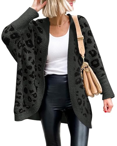 BTFBM Leopard Cardigan for Women Long Sleeve Open Front Cardigans