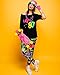 Blulu 80s Women Costume Set, T Shirt, Legging Pants Earring Necklace Gloves Bracelet (Short Sleeve I love 80s, 3X-Large)