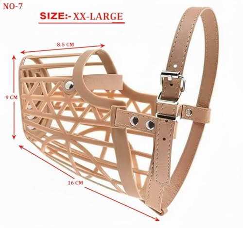 Image of Adjustable Breathable Basket Dog Muzzle for Medium & Large Dogs | Anti-Biting, Safe & Comfortable Pet Mouth Guard Durable & Skin-Friendly Dog Muzzle for Training (7 No.) Weight Upto 40kg