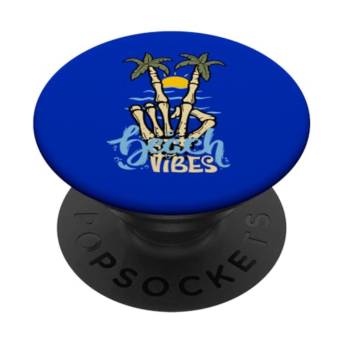 Camiseta tropical Sunshine Summer Beach Vibes con forma de esqueleto de palmeras PopSockets PopGrip Adhesivo