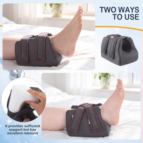 Image of Novabright 2 Pcs 3D Heel Protectors Foot Wedge Pillows Support Boot Bed Sore Pillow for Pressure Sores Bedridden Patients Relief Pressure Ankle Ulcers (Gray)