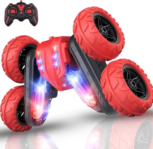 FUNFY 4WD High-Speed RC Butterfly Stunt Toy Car | Assorted | with 360° Flat and V Shape Rotation, Double Side Drive| Anti-Slip Shock Proof Tyres | Displaying Various Messages for Kids