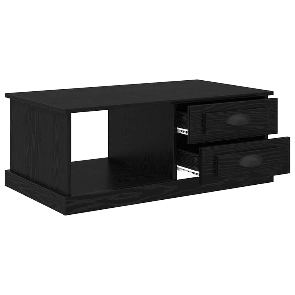 Couchtisch Schwarz Eichen-Optik aus Holzwerkstoff 90 x 50 x 35 cm mit Schublade Regalboden Stauraum für Wohnzimmer Sofa Lounge Beistelltisch Ablagefach