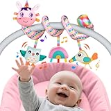 Car Seat Toys for Infants 0-6 months, Spiral Hanging Crib Stroller Activity Toys with Rattles, Baby Car Seat Accessories Toy for Developing Sensory & Motor Skills, Ideal Gift for Newborn Infant