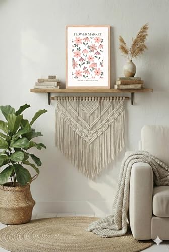 Image of BLINKART Floral Pattern Aesthetic Modern Art Walls With Frame | Natural Wood Texture | Living Room Bedroom Office Wall Decoration | Poster Home Decor Frames Wall Bedroom | 12x8 Inches (D80)