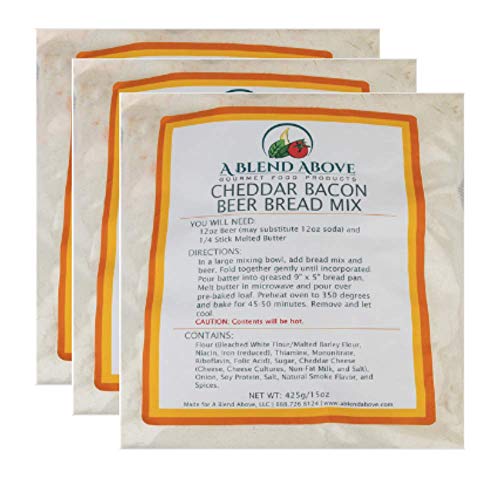 Cheddar Bacon Beer Bread Mix Packets, Beer Infused Loaf Blend, 15 oz bag (3 pack)