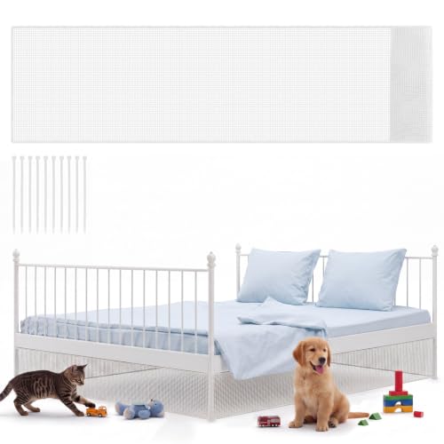 Pangda 240 x 16 Inch Cutable Under Bed Blocker & Under Couch Blocker for Pets Toys Sofa Furniture Bumper Barriers Tall for King & Queen Size Bed Couch Cabinet Stop Dogs Cats (PVC White)