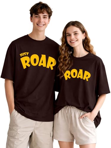 Image of LEOTUDE Couple Combo Men's Oversized T-Shirt & Women's Drop Shoulder Tshirt