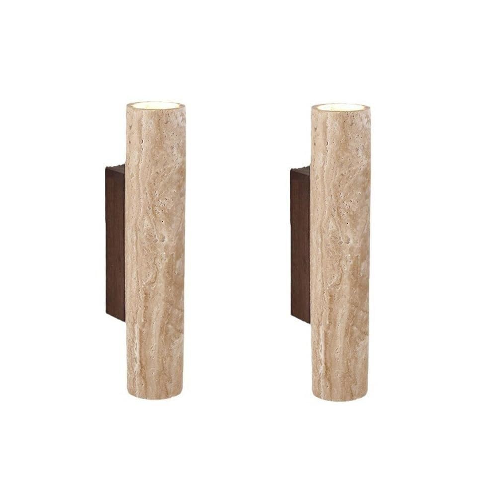 Mid Century Modern Wall Sconces Cylindrical Yellow Travertine Wall Lamp