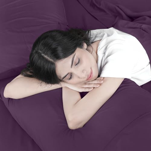 Image of Utopia Bedding Full Sheet Set - 4 Piece Bed Sheets for Full Size Bed, Soft and Breathable Microfiber, Includes 1 Fitted Sheet, 1 Flat Sheet and 2 Pillowcases (Dark Purple)