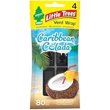 LITTLE TREES Car Air Freshener Vent Wrap Provides Long-Lasting Scent, Invisibly Fresh. Caribbean Colada, 16 count, 4-Packs