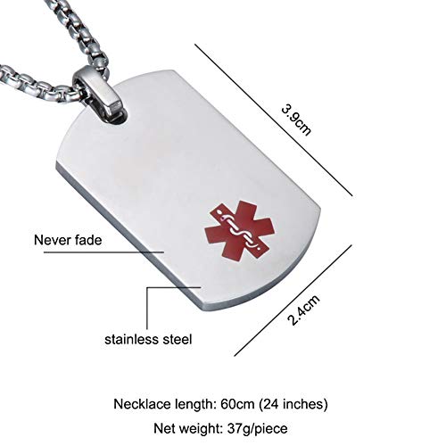 Nj Adrenal Insufficiency Medical Necklace For Men Women - Stainelss Steel Name Allergies Ice Custom Dog Tag Medical Id Pendant Medic Alert Necklace Adrenal Insufficiency Jewelry For Man Woman #TOP1