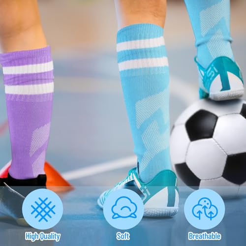 Unittype 6 pares de meias de futebol infantil com listras juvenis, presente de Natal para meninos e