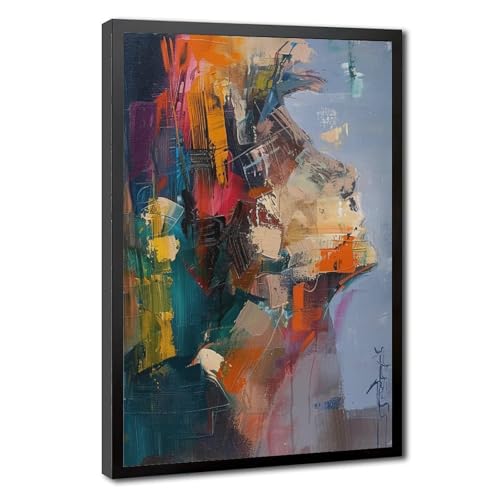 Poster sur toile portrait abstrait et coloré expressionniste art moderne de visages 61x91 cm