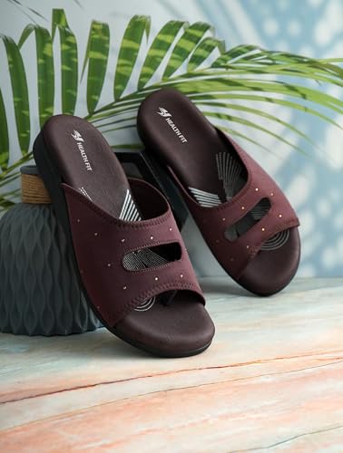Image of HEALTH FIT EXTRA SOFT Women's Comfortable Memory Foam Doctor Slippers /Flip-Flops|Fashionable Casual & Stylish|Lightweight & Breathable|Outdoor Synthetic Casual Chappals Sandals Ladies & Girls HF25